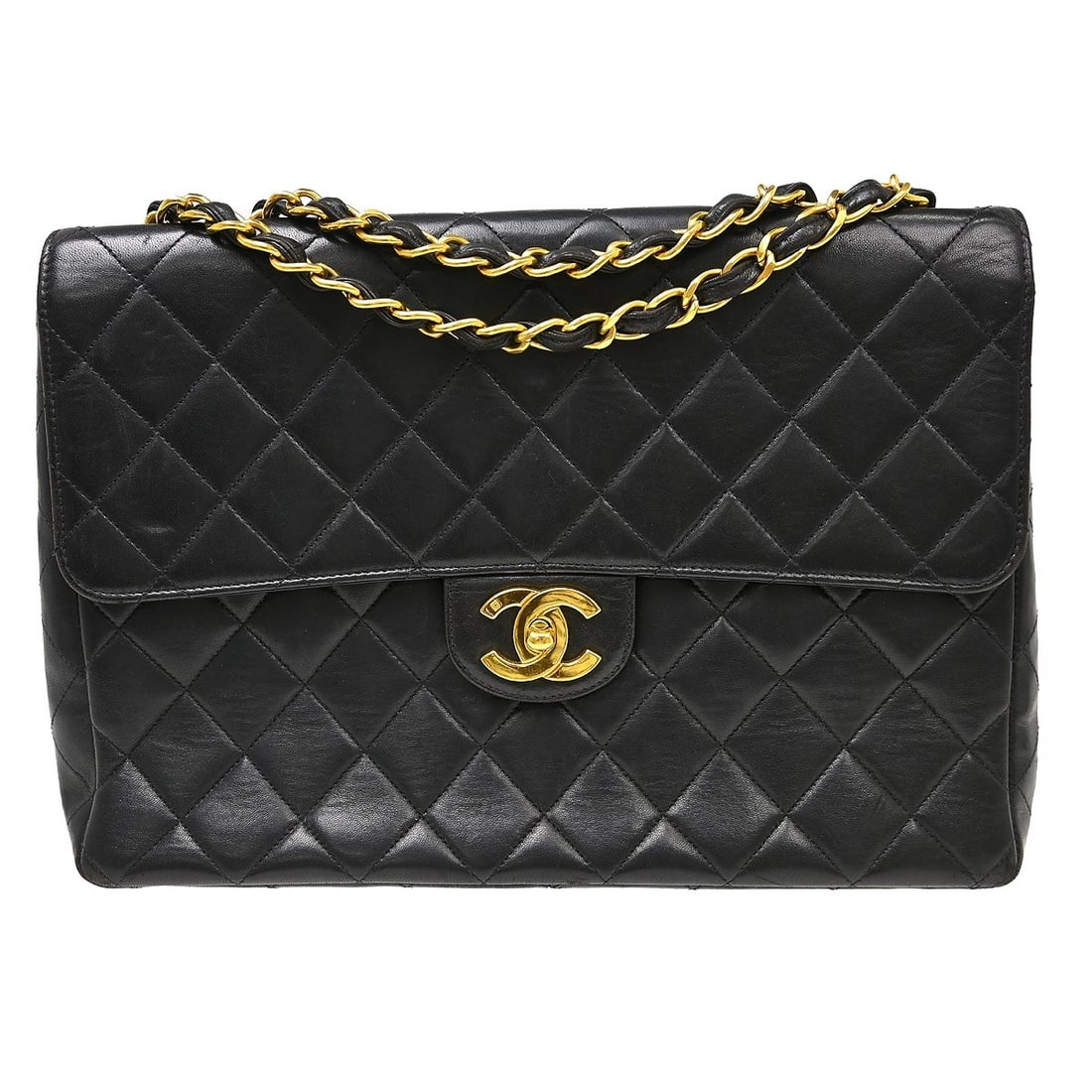 CHANEL Classic Flap jumbo black lambskin shoulder bag (1 of 13)