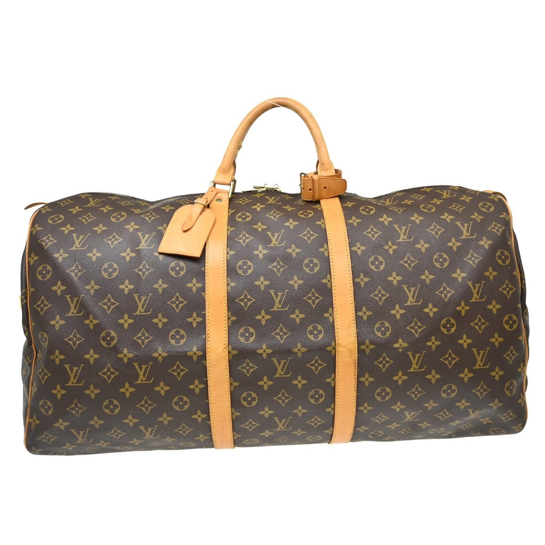 Louis Vuitton Keepall 60 Monogram Duffle Travel Bag: Louis Vuitton Keepall 60 Monogram Duffle Travel Bag This is a vintage Louis Vuitton Keepall 60 travel handbag crafted from the brand's iconic monogram canvas leather. Designed in an extra-large duffle