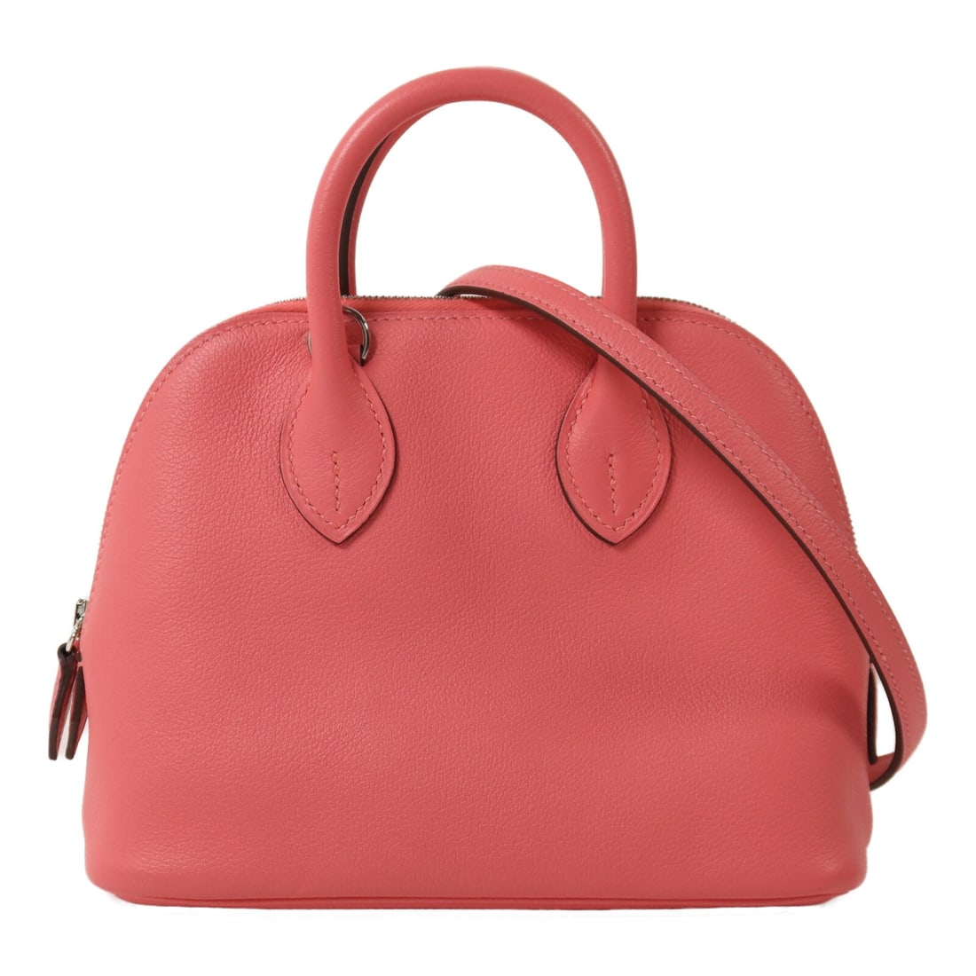 Hermes Mini Bolide 1923 Evercolor Leather Pink 2 Way Shoulder Bag: Hermes Mini Bolide 1923 Evercolor Leather Pink 2 Way Shoulder Bag This Hermes Mini Bolide 1923 2-way shoulder bag is crafted from Evercolor calfskin leather in a striking Rose Azalee pink. Designed fo