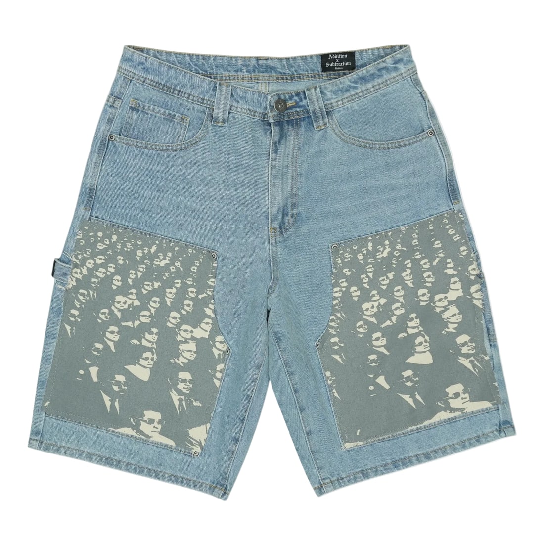 Addition By Subtraction cotton denim relaxed fit shorts Extra Small: Addition By Subtraction cotton denim relaxed fit shorts Extra Small The Addition By Subtraction Watch Party Denim Shorts offer a relaxed fit crafted from durable cotton denim. Each pair is hand altere
