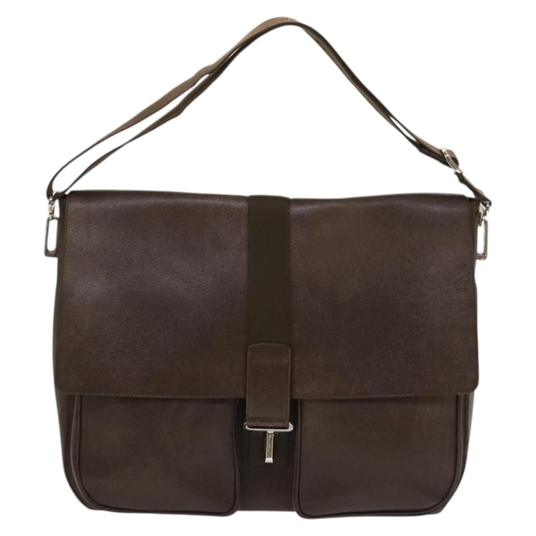 Bvlgari Leather Shoulder Flap Bag Brown 40cm by 32cm by 12cm: Bvlgari Leather Shoulder Flap Bag Brown 40cm by 32cm by 12cm This Bvlgari flap shoulder bag for women features brown leather construction with a flap closure. It offers a spacious interior suitable fo