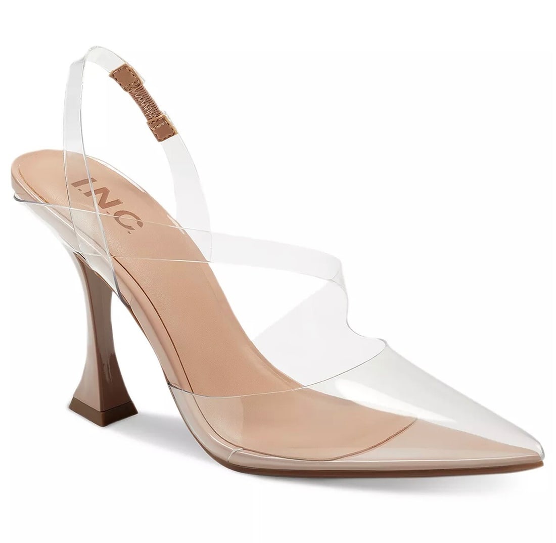 INC Cleo Asymmetrical Pumps Beige 9.5M Architectural Heel: INC Cleo Asymmetrical Pumps Beige 9.5M Architectural Heel Make a stylish statement with the INC International Concepts Cleo Asymmetrical Pumps. These elegant pumps feature a pointed toe and a unique a