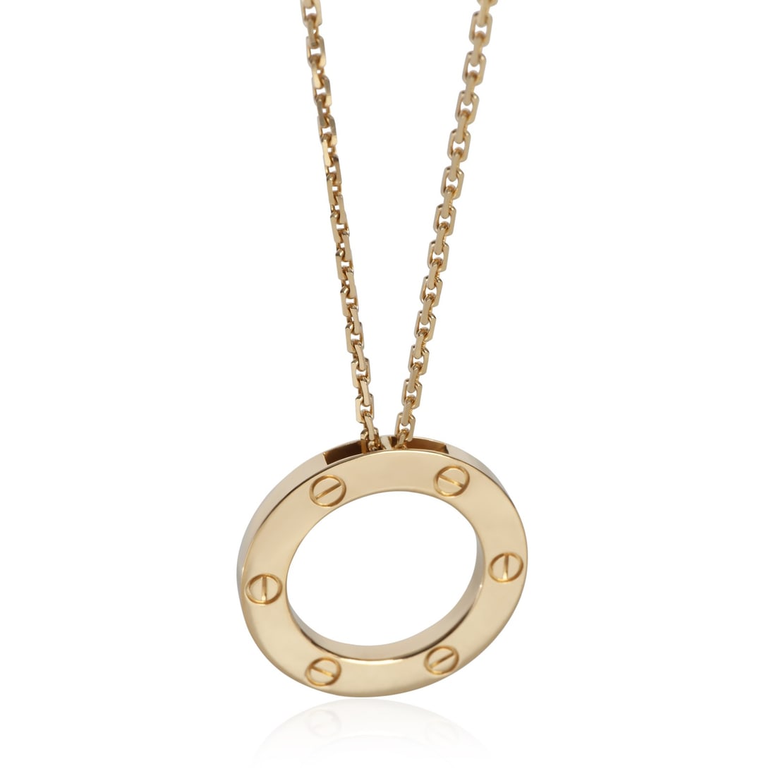 18k Yellow Gold Cartier Love Necklace 16 in with Box and Pouch: 18k Yellow Gold Cartier Love Necklace 16 in with Box and Pouch This Cartier Love necklace is crafted from 18k yellow gold and features a classic lobster claw clasp. Part of the renowned Love collectio