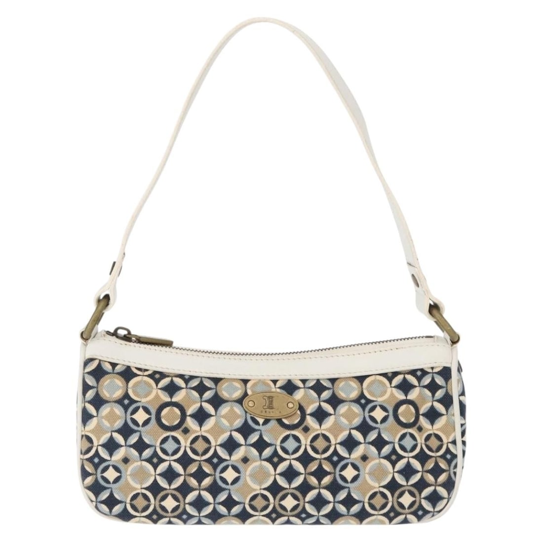Celine Canvas Vintage Pochette Navy Shoulder Bag Italy: Celine Canvas Vintage Pochette Navy Shoulder Bag Italy This Celine Vintage Pochette shoulder bag is crafted from navy canvas and designed for women. It features a compact silhouette, measuring 23cm by