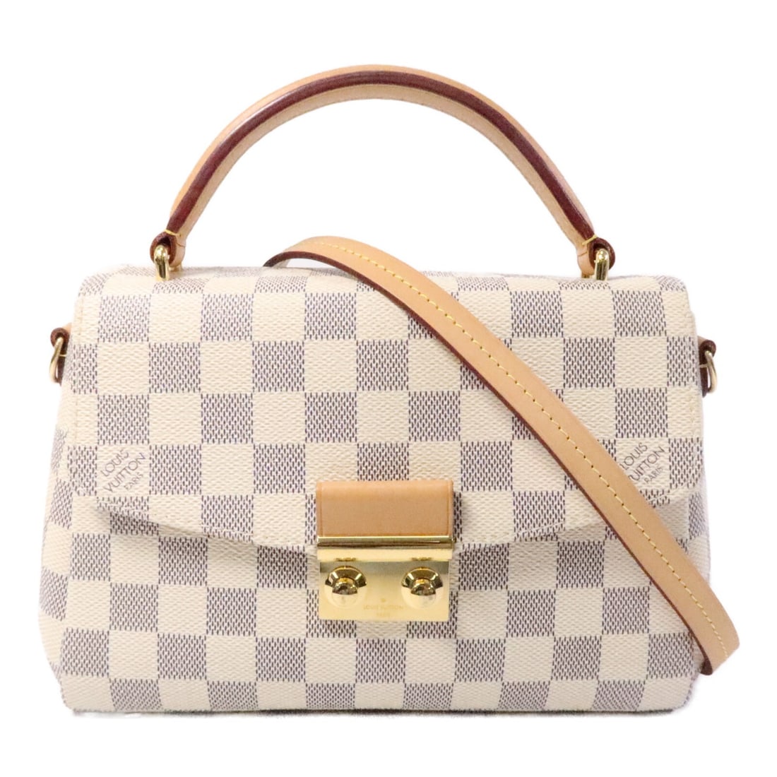 Louis Vuitton Croisette Damier Azur 2way Shoulder Bag White GHW: Louis Vuitton Croisette Damier Azur 2way Shoulder Bag White GHW This Louis Vuitton Croisette shoulder bag features the elegant Damier Azur canvas in white, complemented by gold-tone hardware. Designed