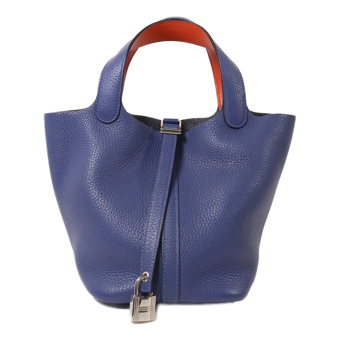 Hermes Picotin PM Tote in Bleu Brighton Clemence Leather Palladium Hardware: Hermes Picotin PM Tote in Bleu Brighton Clemence Leather Palladium Hardware This Hermes Picotin PM tote bag is crafted from Taurillon Clemence calfskin in a Bleu Brighton and Capucine color combinatio