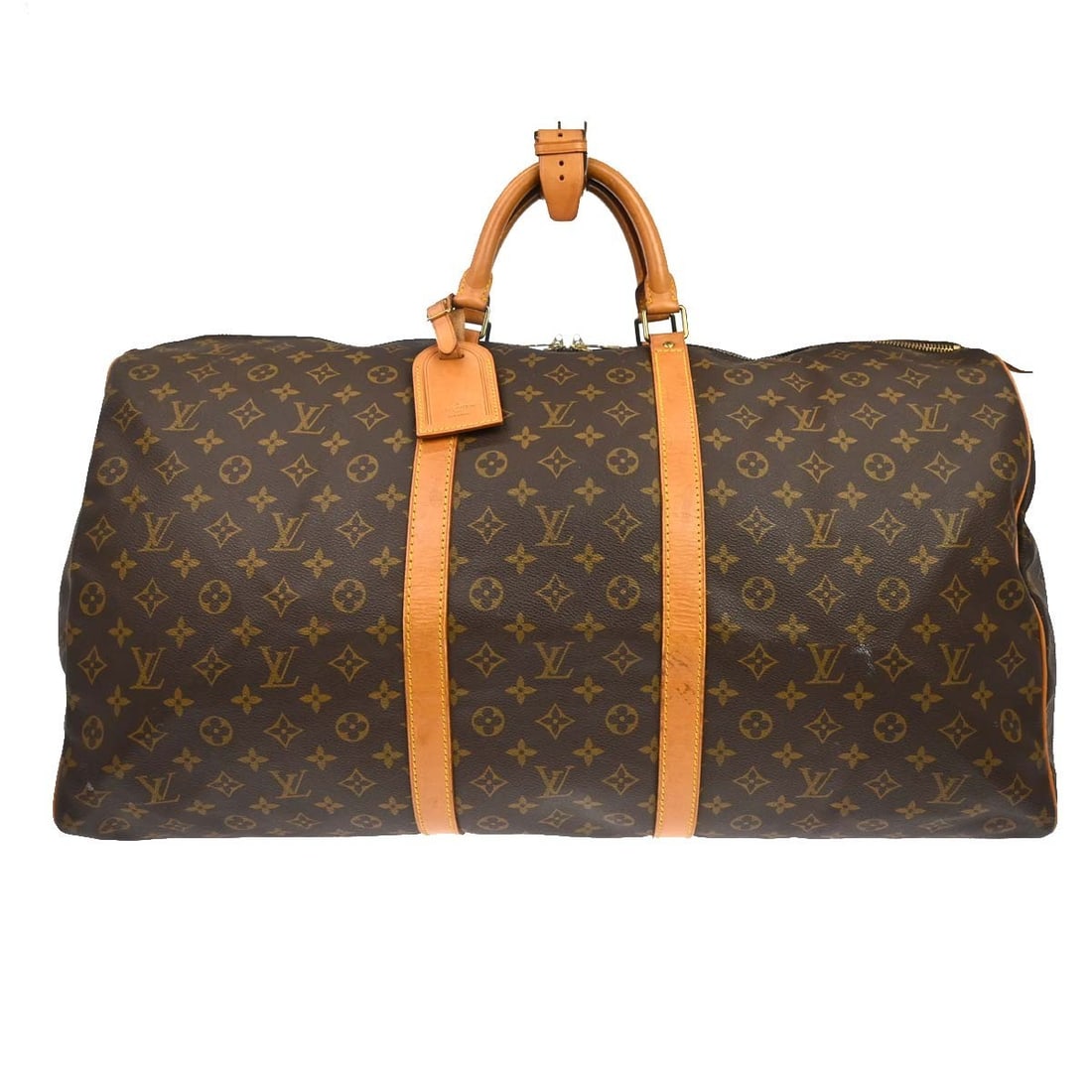 Louis Vuitton Keepall Monogram Canvas Travel Bag 60cm x 31cm x 25.5cm: Louis Vuitton Keepall Monogram Canvas Travel Bag 60cm x 31cm x 25.5cm This Louis Vuitton Keepall Bag features the iconic monogram canvas in brown and is designed for unisex use. The bag is constructed