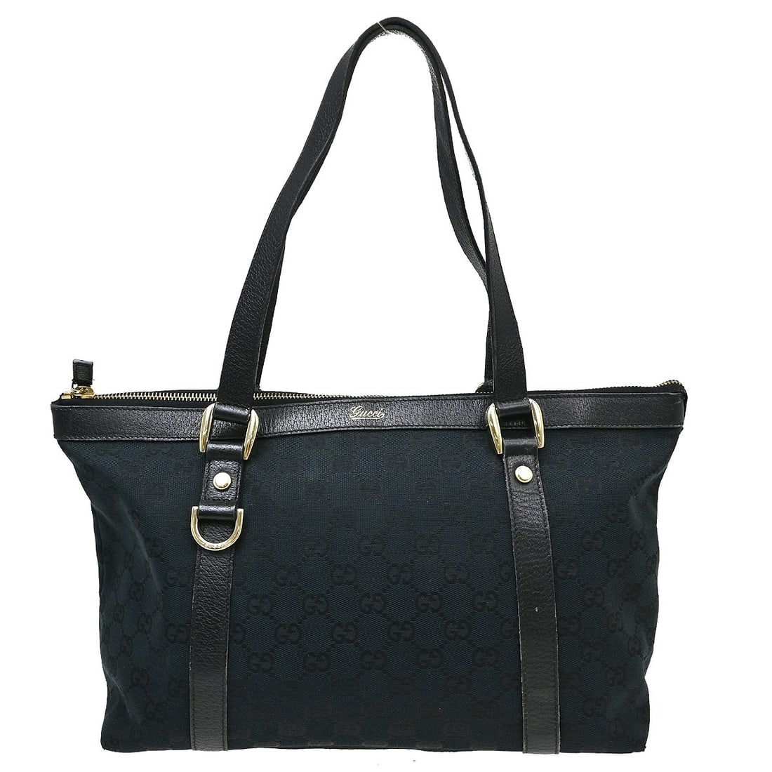 Gucci Black Canvas Leather Tote Handbag 141470 204991: Gucci Black Canvas Leather Tote Handbag 141470 204991 This Gucci tote handbag features the iconic GG pattern in black canvas with leather accents. Designed for women, it offers a medium size with a sp