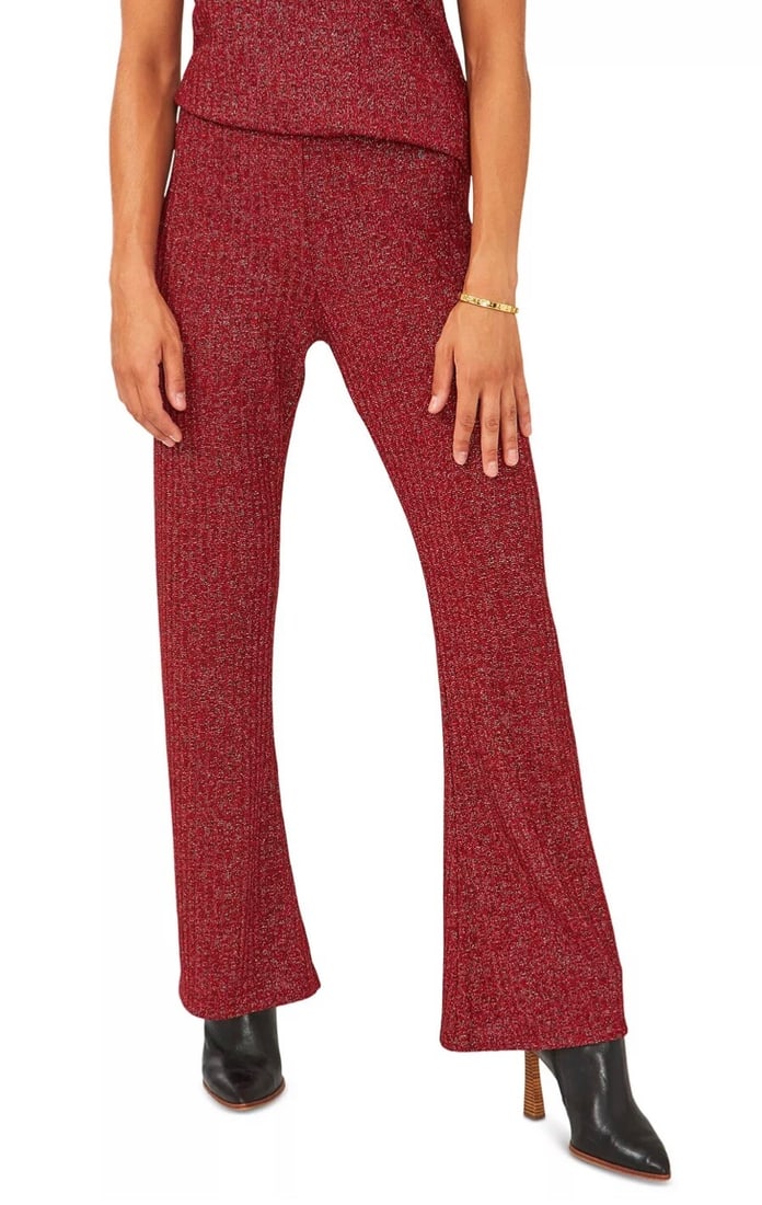 Vince Camuto Ribbed Metallic Dress Pants Vermilion XS: Vince Camuto Ribbed Metallic Dress Pants Vermilion XS Elevate your wardrobe with these stunning ribbed metallic-threaded pants from Vince Camuto. Perfect for both lounging and outings, these dress pan