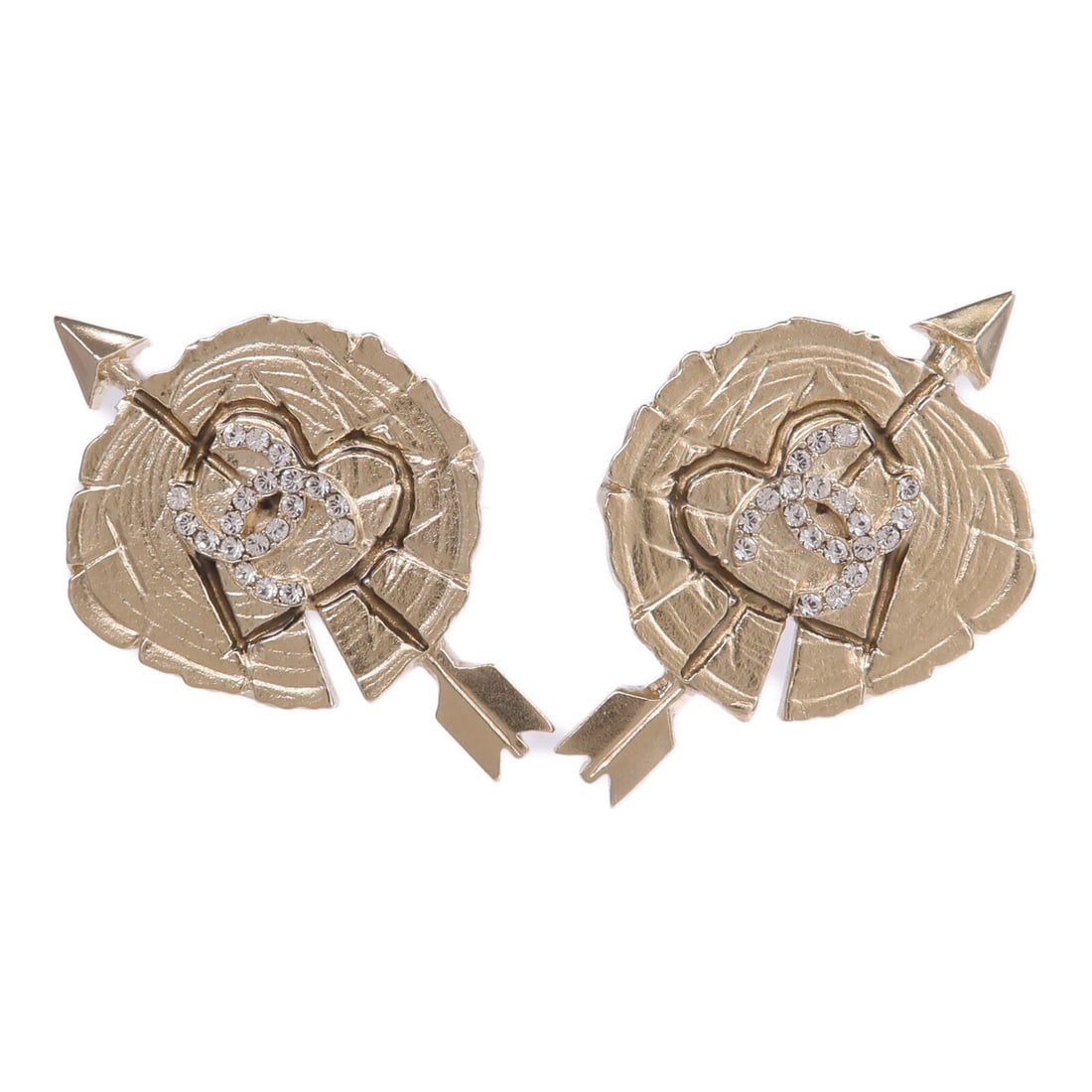 Chanel Gold Tone CC Logo Pierced Earrings: Chanel Gold Tone CC Logo Pierced Earrings These CHANEL CC earrings feature a classic gold-tone metal with a pierced design, crafted for women. The earrings do not include any stones and are made in Fr