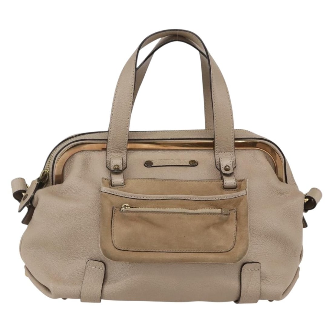 Beige Leather Abby Convertible Satchel by Chloe 36cm x 20cm x 11cm: Beige Leather Abby Convertible Satchel by Chloe 36cm x 20cm x 11cm The Chloe Abby Convertible Frame Satchel is a women's handbag crafted from beige leather with suede accents. It features a convertibl