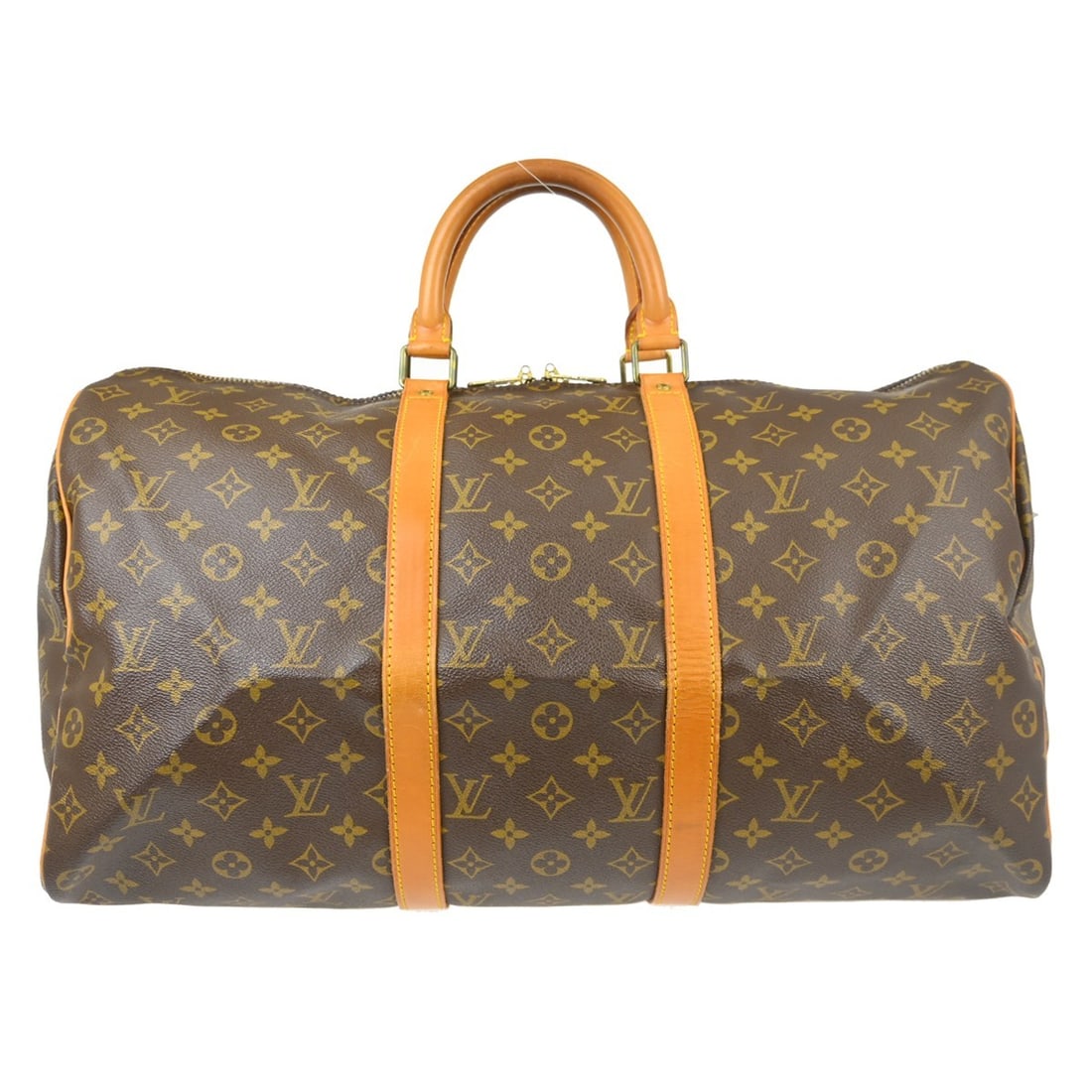 Louis Vuitton Keepall Canvas Travel Bag 50cm: Louis Vuitton Keepall Canvas Travel Bag 50cm This Louis Vuitton Keepall Bag features the iconic monogram canvas in brown and is designed for unisex use. The bag is crafted in France and measures 50cm 