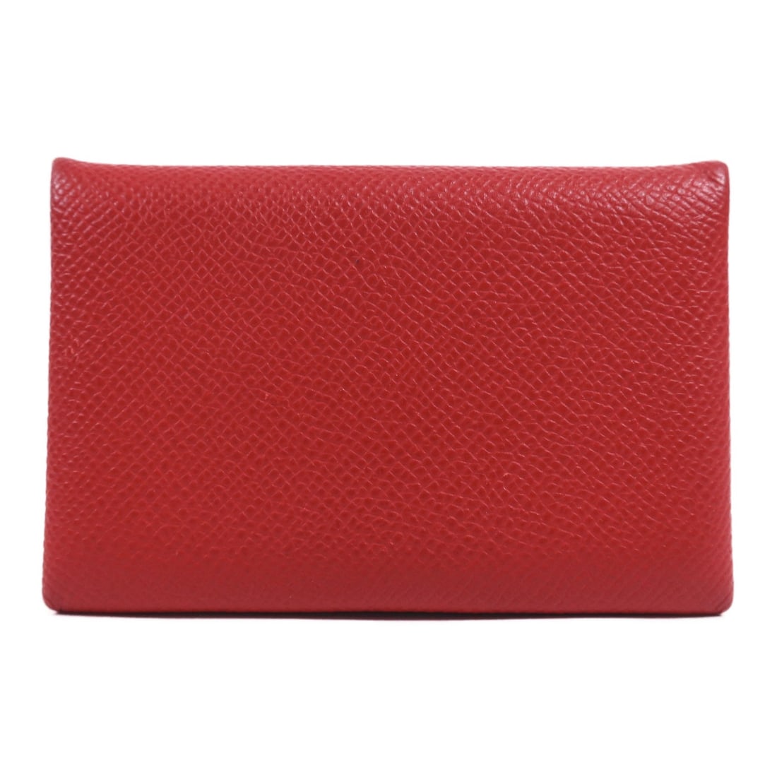 Red Epsom Leather Card Case by Hermes with Palladium Hardware: Red Epsom Leather Card Case by Hermes with Palladium Hardware This is an Hermes card holder crafted from red Epsom calfskin leather. The card case features a sleek and functional design, showcasing th