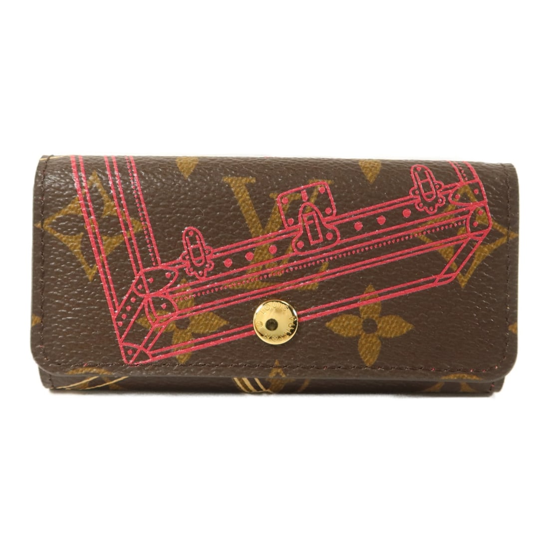 Louis Vuitton Monogram Brown PVC Coated Canvas Key Holder: Louis Vuitton Monogram Brown PVC Coated Canvas Key Holder This Louis Vuitton Multicles 4 Key Case is crafted from durable PVC coated canvas in the signature Monogram pattern, featuring brown and pink 