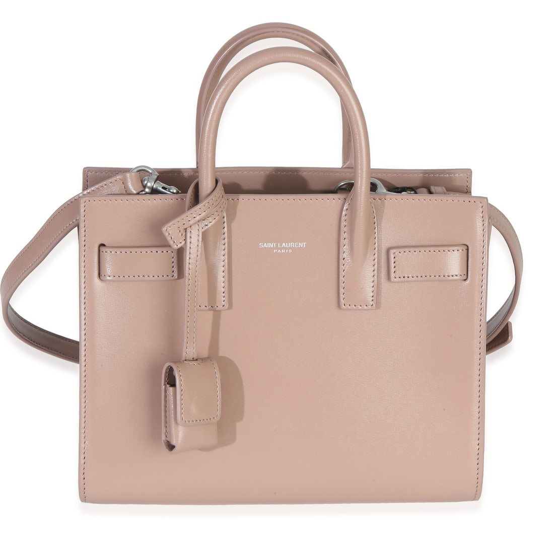 Saint Laurent Nano Sac De Jour Beige Leather Shoulder Bag: Saint Laurent Nano Sac De Jour Beige Leather Shoulder Bag This Saint Laurent Nano Classic Sac De Jour is crafted from smooth beige leather and features both a top handle and a shoulder strap for versa