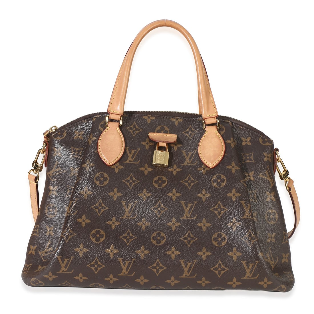 Louis Vuitton Rivoli MM Monogram Canvas Shoulder Bag: Louis Vuitton Rivoli MM Monogram Canvas Shoulder Bag This Louis Vuitton Monogram Canvas Rivoli MM NM is a pre-owned shoulder bag crafted from brown canvas with gold-tone hardware. It features a zip-to