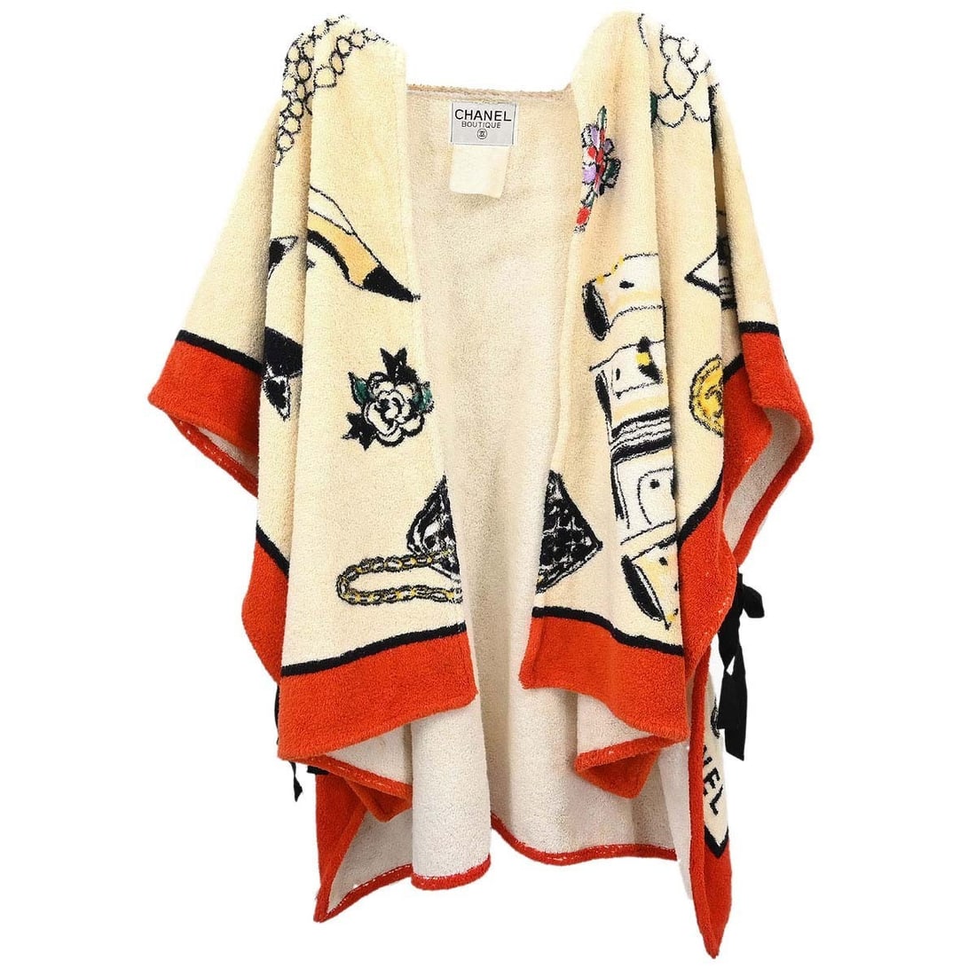 CHANEL beige cotton women s logo gown bathrobe style (1 of 16)