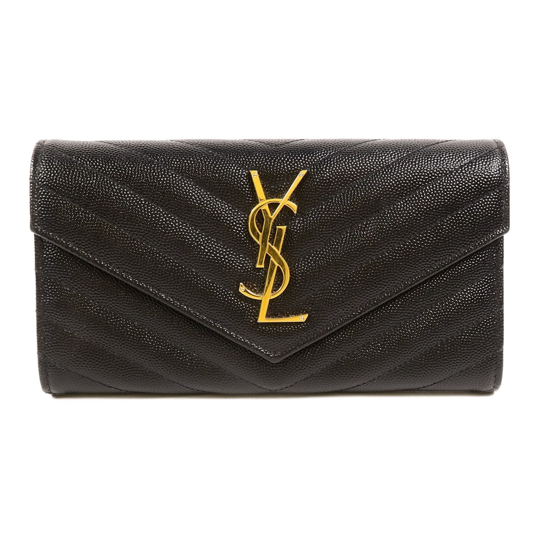 Saint Laurent Cassandre Matelasse Black Calfskin Long Wallet GHW: Saint Laurent Cassandre Matelasse Black Calfskin Long Wallet GHW This Saint Laurent Cassandre Matelasse long wallet is crafted from black calfskin leather and features a classic bifold design. Designe