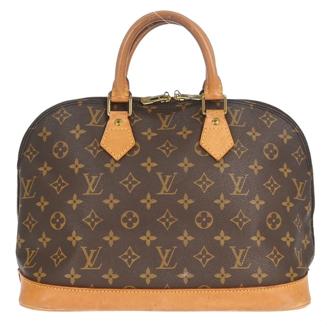 Louis Vuitton Monogram Alma Zip Top Handbag M51130: Louis Vuitton Monogram Alma Zip Top Handbag M51130 This Louis Vuitton Alma handbag features the signature Monogram canvas exterior with beige double handles and a zip closure. The medium-sized bag has