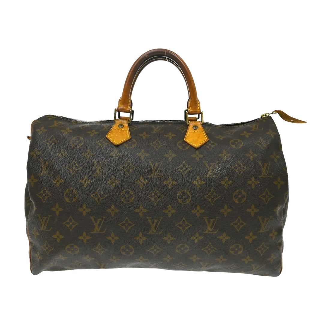 Louis Vuitton Speedy 40 Monogram Canvas Duffle Bag: Louis Vuitton Speedy 40 Monogram Canvas Duffle Bag This Louis Vuitton Speedy 40 duffle handbag features the signature monogram canvas leather exterior in brown, complemented by double handles and a zi