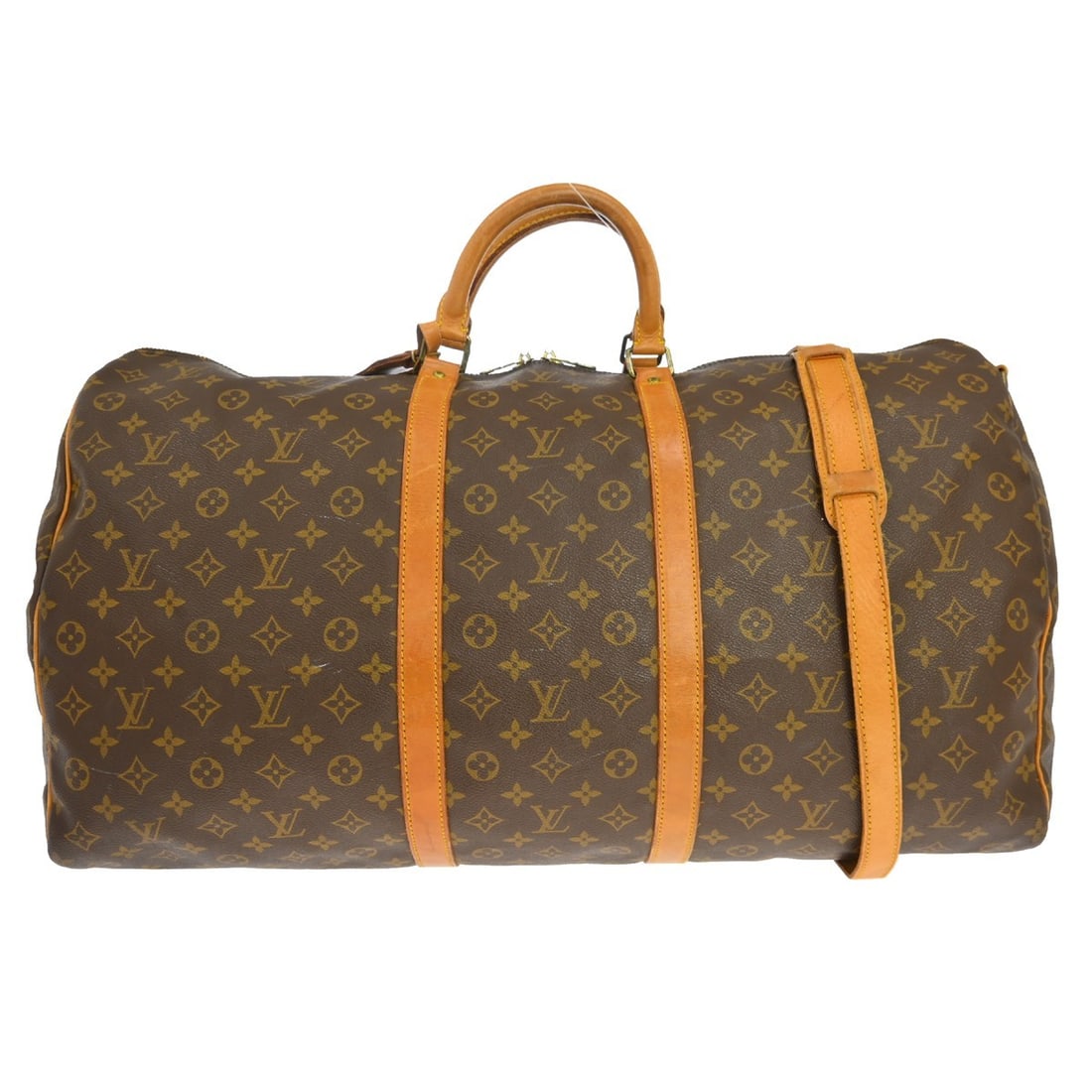 Louis Vuitton Keepall Bandouliere 60 Monogram Canvas Travel Duffle: Louis Vuitton Keepall Bandouliere 60 Monogram Canvas Travel Duffle This Louis Vuitton Keepall Bandouliere 60 Duffle is a vintage, extra-large travel bag crafted from monogram canvas and leather in bro