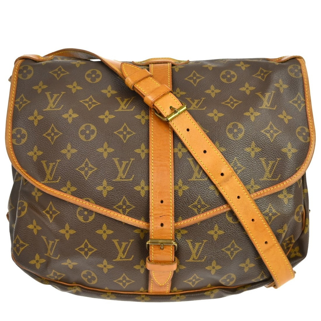 Louis Vuitton Saumur 35 Monogram Crossbody Shoulder Bag: Louis Vuitton Saumur 35 Monogram Crossbody Shoulder Bag This Louis Vuitton Saumur 35 shoulder bag features the iconic Monogram canvas with leather trim and a classic buckle closure. Designed for versa
