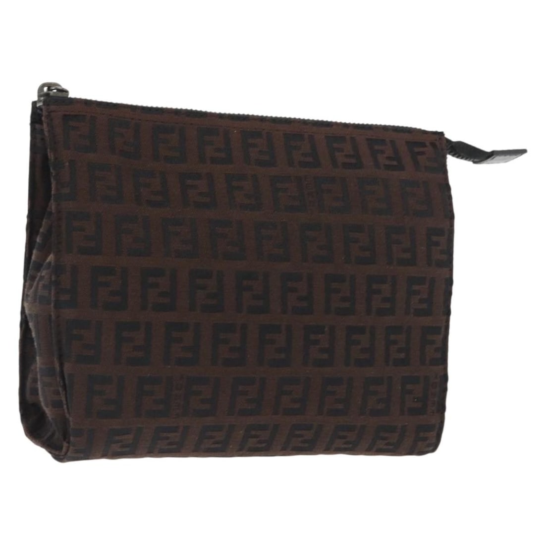 Dark Brown Fendi Zucchino Canvas Pouch with Dust Bag: Dark Brown Fendi Zucchino Canvas Pouch with Dust Bag This FENDI pouch features the iconic Zucchino canvas in a dark brown color. Expertly crafted in Italy, it offers a compact design ideal for organiz