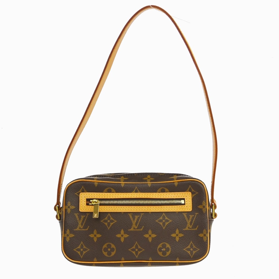 Louis Vuitton Cite Monogram Canvas Shoulder Bag M51183: Louis Vuitton Cite Monogram Canvas Shoulder Bag M51183 This Louis Vuitton Pochette Cite shoulder bag features the classic monogram canvas leather exterior with brown double handles and a zip closure. 