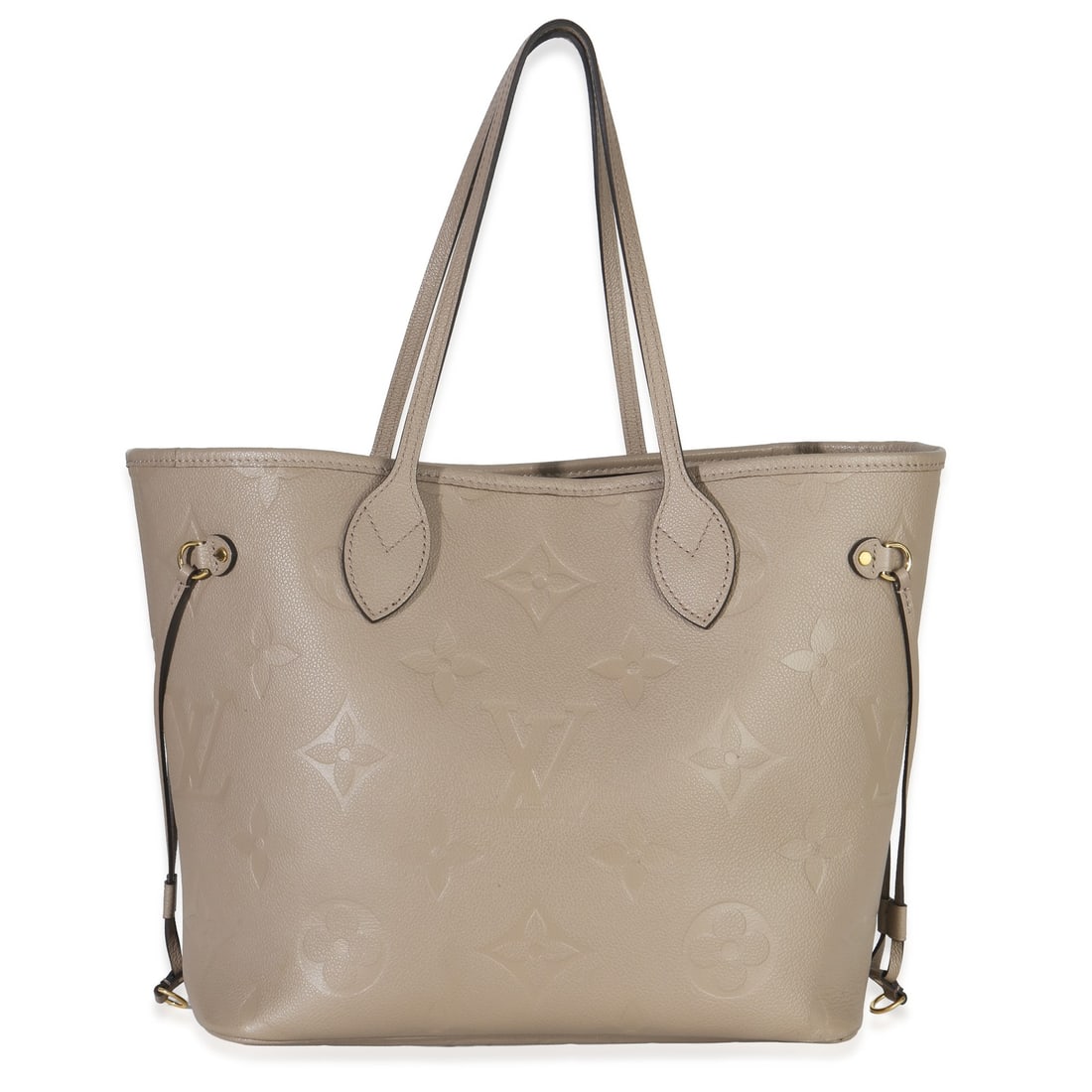 Louis Vuitton Neverfull MM Turtledove Monogram Empreinte Tote: Louis Vuitton Neverfull MM Turtledove Monogram Empreinte Tote This Louis Vuitton Turtledove Giant Monogram Empreinte Neverfull MM is a stylish and versatile tote crafted from gray leather with gold-to