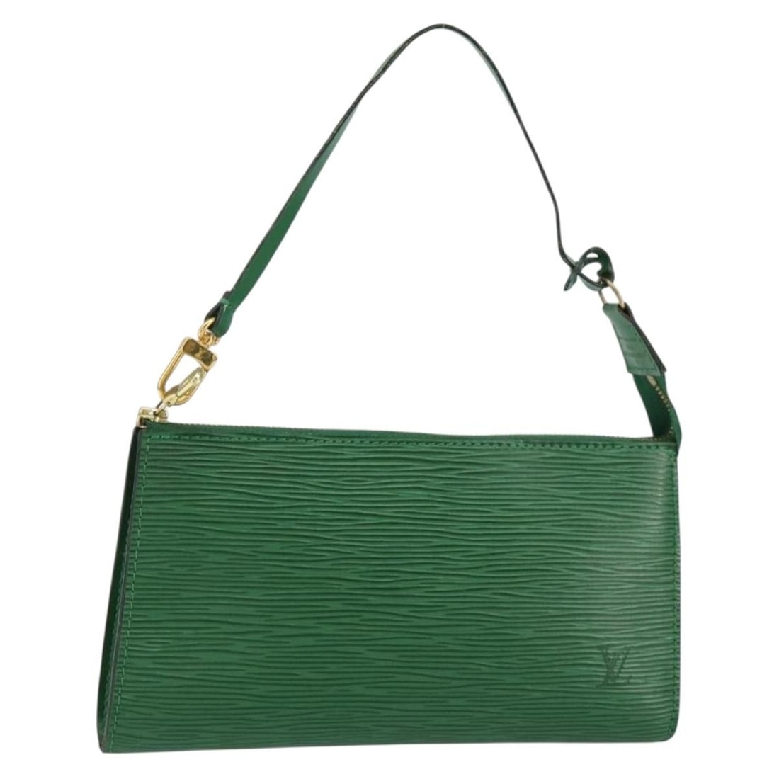 Louis Vuitton Epi Green Pochette Accessoires M52984: Louis Vuitton Epi Green Pochette Accessoires M52984 This Louis Vuitton Epi Pochette Accessoires Accessory Pouch features the signature Epi leather in green and is crafted in France. The pouch is desig