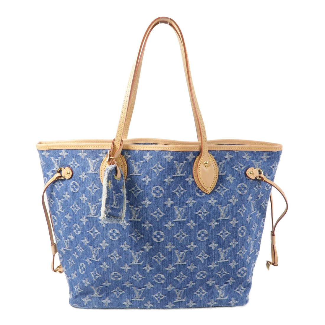 Louis Vuitton Neverfull MM Denim Blue Tote Bag GHW: Louis Vuitton Neverfull MM Denim Blue Tote Bag GHW This Louis Vuitton Neverfull MM tote bag features a denim blue exterior and is crafted from denim material. Designed in France, it offers a spacious 