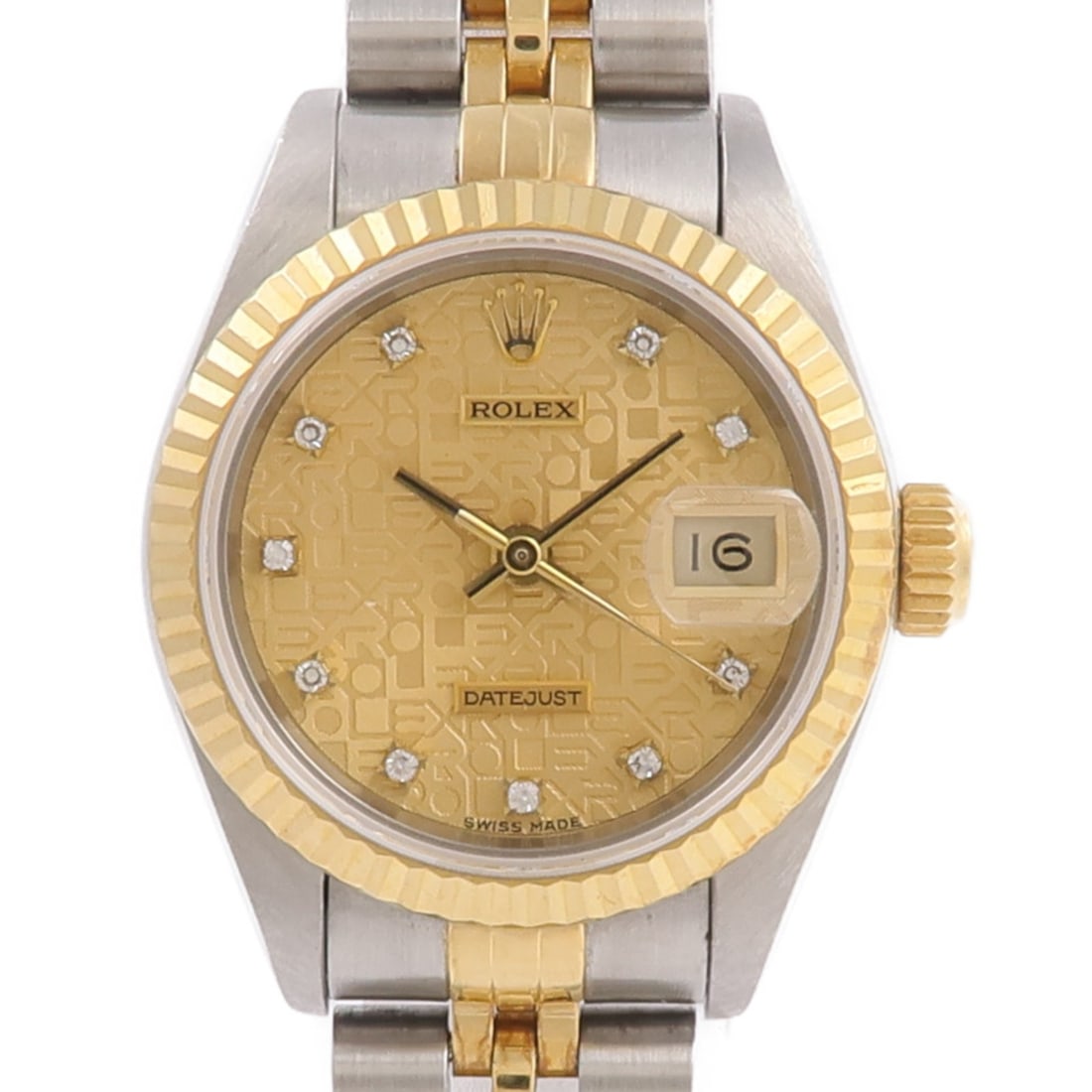 ROLEX Datejust Ladies Automatic K18 Yellow Gold Diamond Watch 69173G: ROLEX Datejust Ladies Automatic K18 Yellow Gold Diamond Watch 69173G This ROLEX Datejust wristwatch for women features a luxurious combination of 18K yellow gold and stainless steel with diamond accen