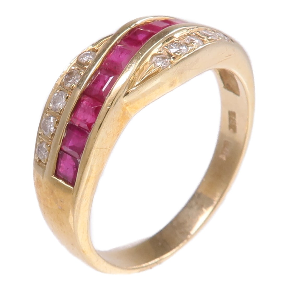 14K Yellow Gold Ruby and Diamond Ring Size 6.25 (1 of 9)