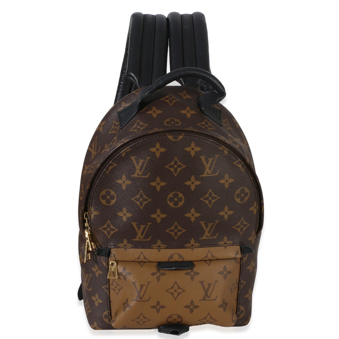 Louis Vuitton Palm Springs PM reverse monogram backpack: Louis Vuitton Palm Springs PM reverse monogram backpack This Louis Vuitton Palm Springs PM backpack features the signature reverse monogram canvas in brown, complemented by gold-tone hardware and a zi