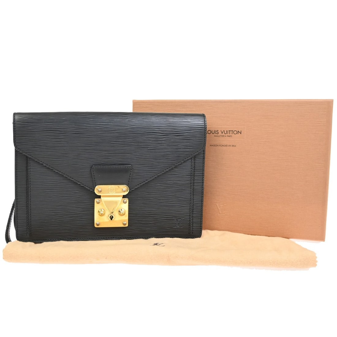 Louis Vuitton Dragonne Pochette Epi Leather Clutch: Louis Vuitton Dragonne Pochette Epi Leather Clutch This Louis Vuitton Dragonne Pochette features the brand's signature Epi leather in black, offering a sophisticated and durable accessory suitable for