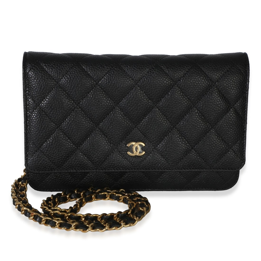 Chanel Wallet On Chain Black Quilted Caviar Shoulder Bag: Chanel Wallet On Chain Black Quilted Caviar Shoulder Bag This Chanel Black Quilted Caviar Classic Wallet On Chain is crafted from durable black caviar leather and features a quilted design. The bag is
