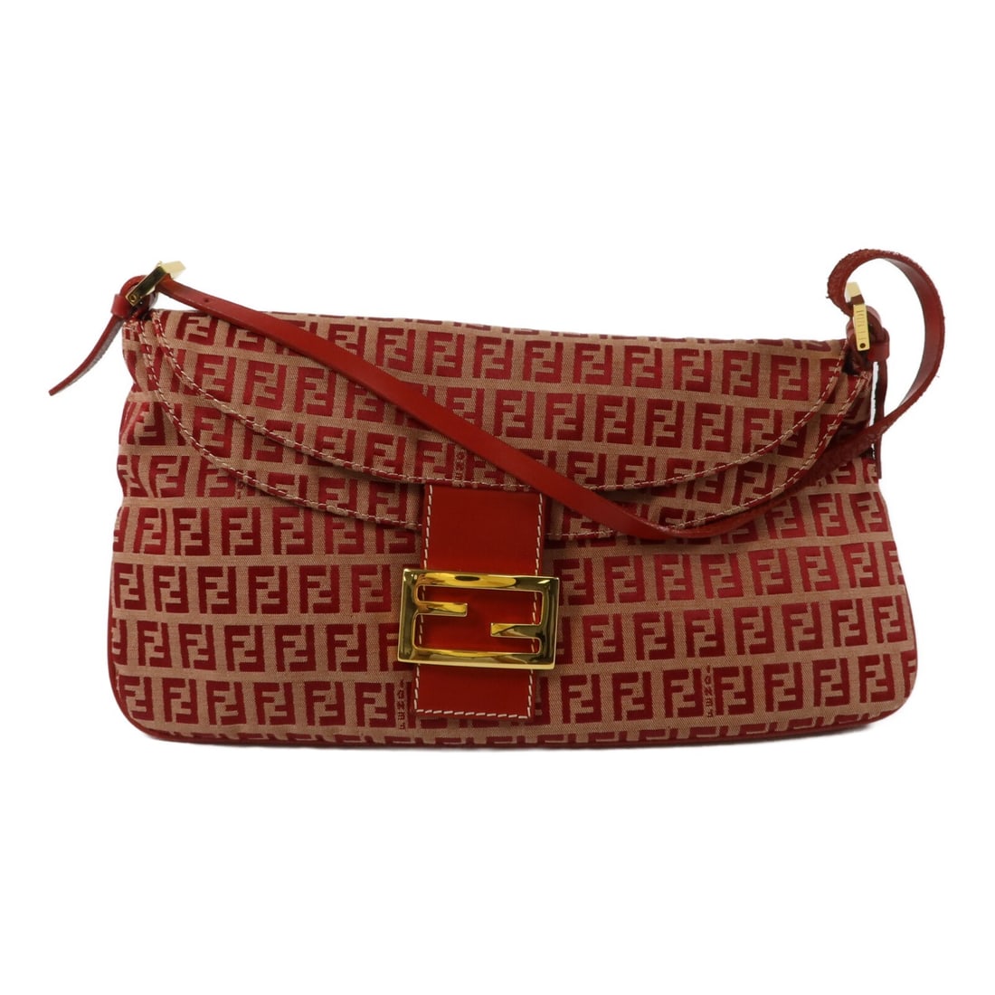 Fendi Mamma Baguette Red Canvas Shoulder Bag GHW: Fendi Mamma Baguette Red Canvas Shoulder Bag GHW This FENDI Mamma Baguette shoulder bag features a striking red canvas exterior and gold-tone hardware. Designed for women, the bag offers a stylish and