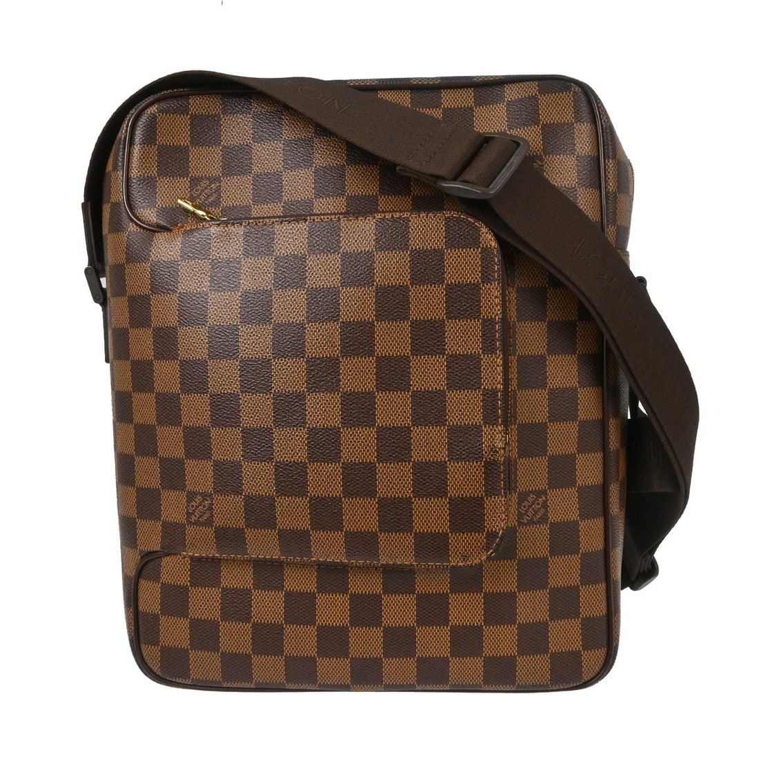 Louis Vuitton Damier Canvas Olav Unisex Handbag: Louis Vuitton Damier Canvas Olav Unisex Handbag This Louis Vuitton Olav Handbag features the iconic Damier canvas in brown and is designed for unisex use. Crafted in Spain, the bag offers a spacious i