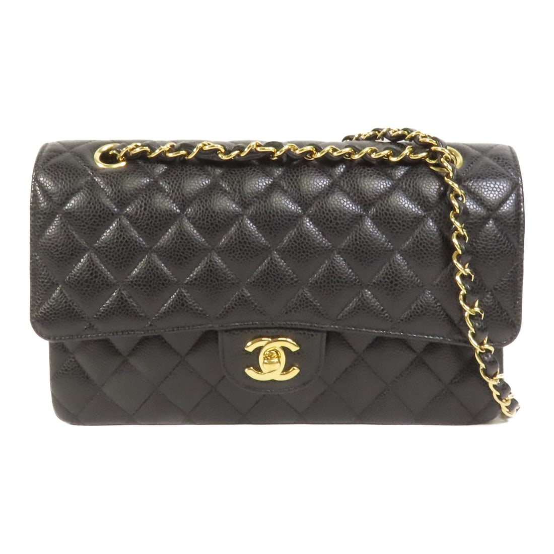 CHANEL Classic 25 Black Calfskin Shoulder Bag GHW: CHANEL Classic 25 Black Calfskin Shoulder Bag GHW This Chanel Classic 25 chain shoulder bag is crafted from black calfskin leather and features gold-tone hardware. Designed in France, it offers a time