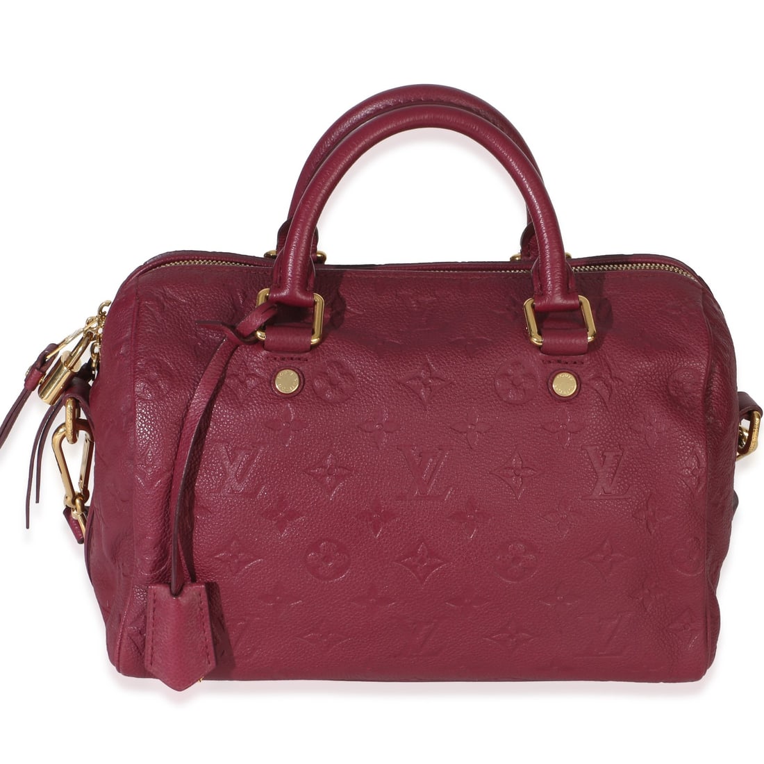 Louis Vuitton Speedy Bandouliere 25 Purple Leather Handbag: Louis Vuitton Speedy Bandouliere 25 Purple Leather Handbag This Louis Vuitton Speedy Bandouliere 25 handbag is crafted from purple Monogram Empreinte leather and features both top handle and shoulder 