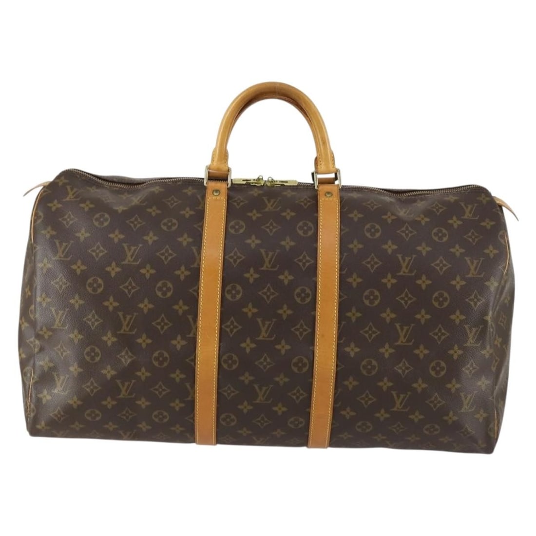 Keepall Travel Bag by Louis Vuitton in Monogram Canvas: Keepall Travel Bag by Louis Vuitton in Monogram Canvas This Louis Vuitton Keepall Bag features the iconic monogram canvas in brown. Designed for unisex use, it is crafted from durable canvas and made 