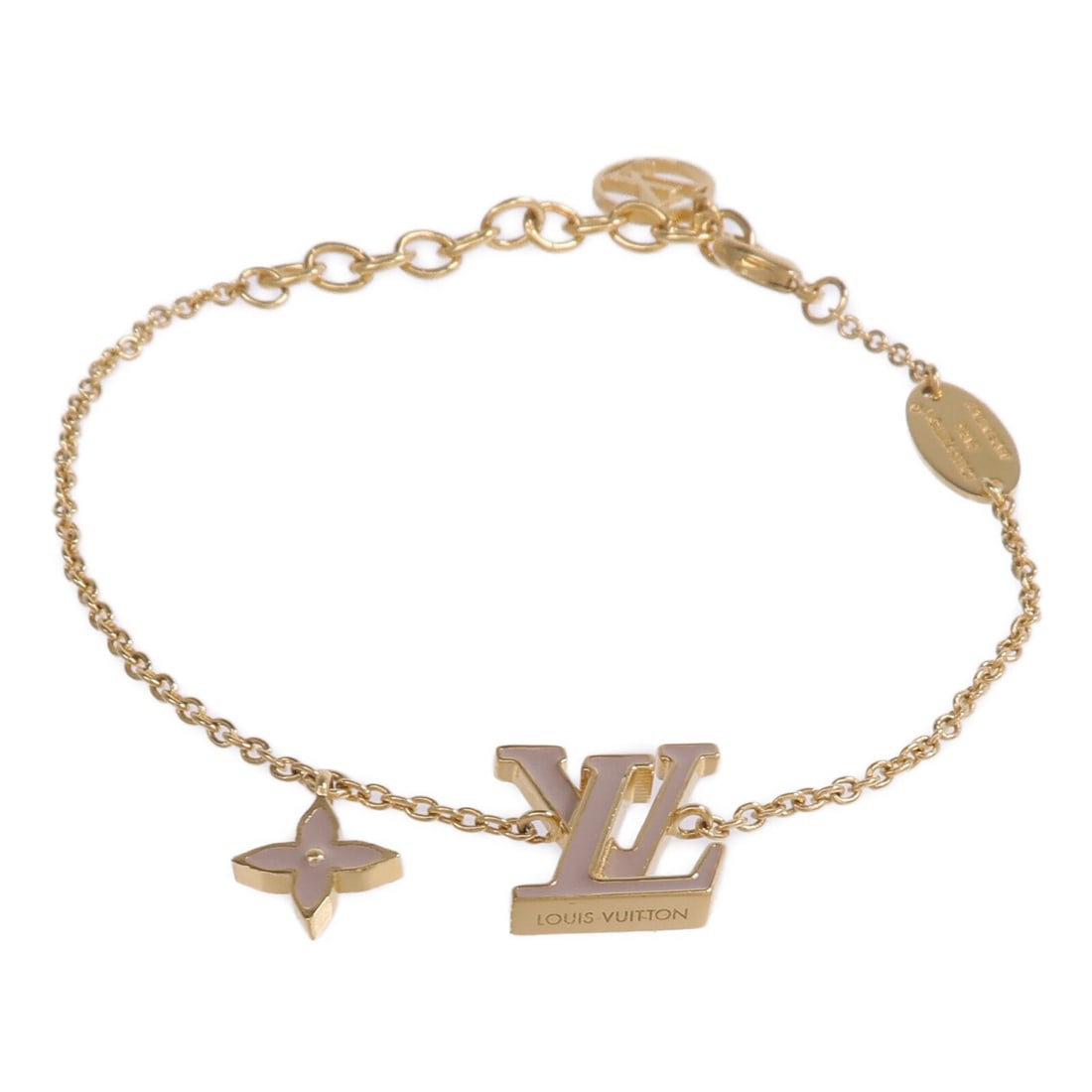Louis Vuitton Iconic enamel gold metal bracelet M1190A: Louis Vuitton Iconic enamel gold metal bracelet M1190A This Louis Vuitton LV Iconic Enamel Bracelet features a gold-tone finish and is crafted from metal with enamel detailing. Designed for women, thi