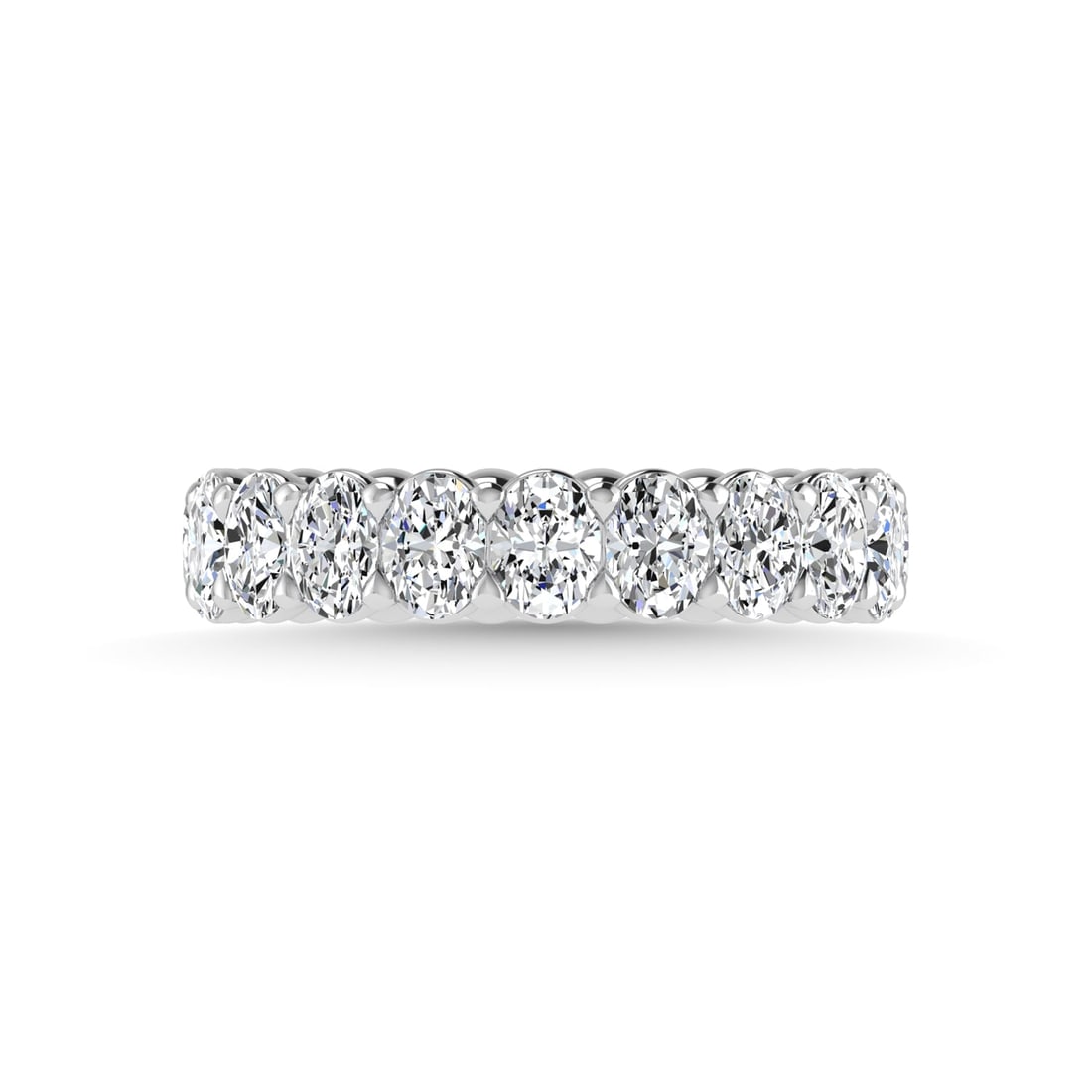 14K White Gold 3 3/4 CT Tw. Oval Shape Lab Grown Diamond Full Eternity Band: 14K White Gold 3 3/4 CT Tw. Oval Shape Lab Grown Diamond Full Eternity Band Celebrate everlasting love with our stunning Lab Grown Diamond Full Eternity Wedding Band. Crafted in precious metal, this t