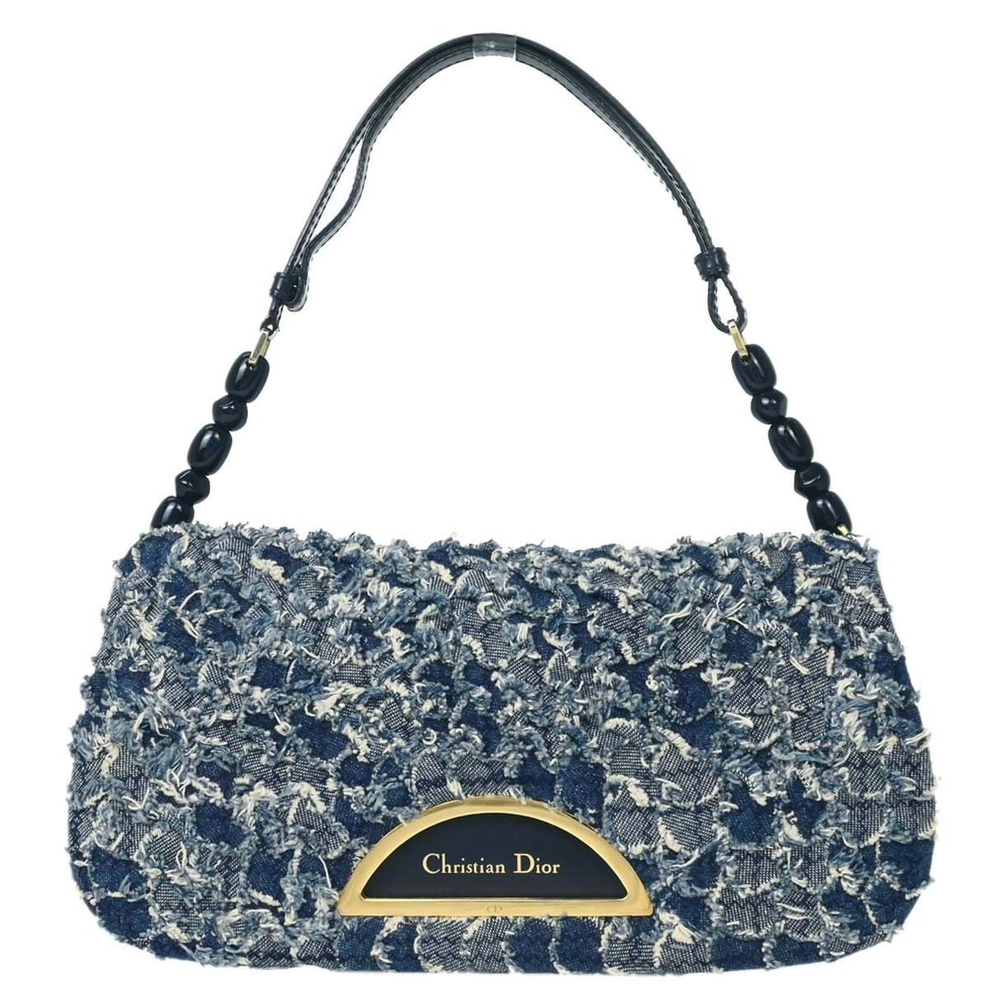 Dior Malice Blue Denim Shoulder Bag: Dior Malice Blue Denim Shoulder Bag This Christian Dior Malice handbag features a stylish blue denim exterior with a top handle and a magnetic closure. Designed in a small size, it is ideal for casual