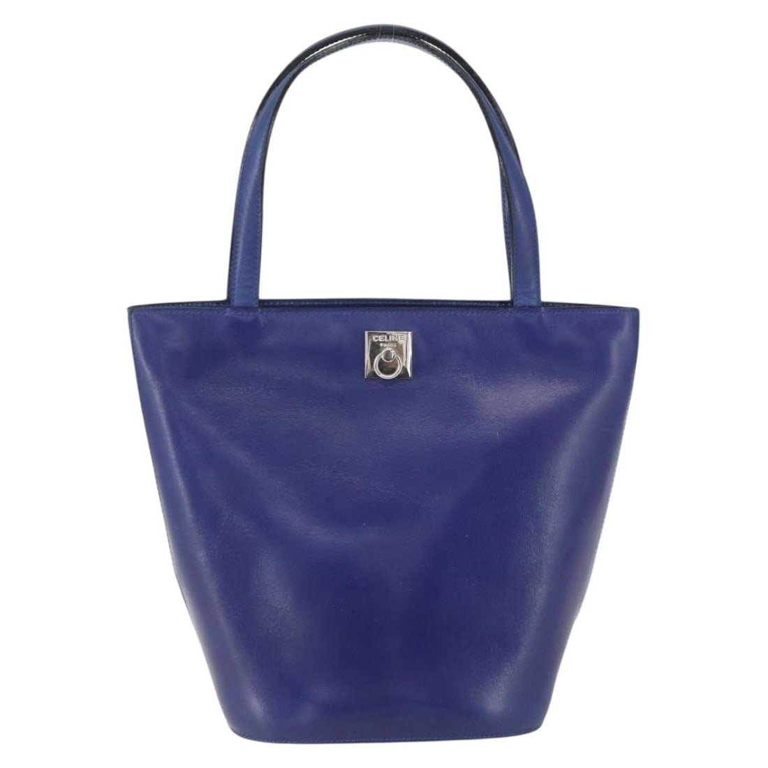 Blue Leather Celine Women's Handbag 18cm by 23cm by 14cm: Blue Leather Celine Women's Handbag 18cm by 23cm by 14cm This pre-owned Celine handbag for women features blue leather construction. It has dimensions of 18cm x 23cm x 14cm and is made in Italy. The h