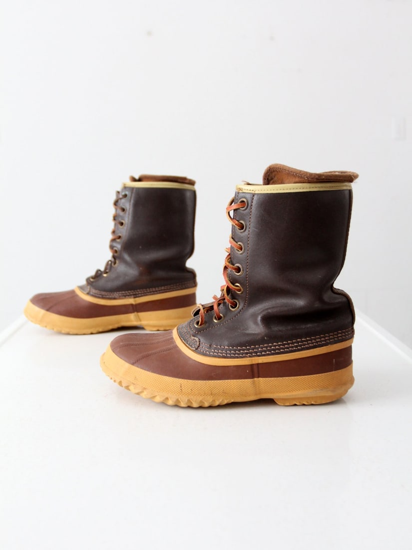 Vintage Red Ball Rubber Work Boots Size 8 Dark Brown Felt Lining (1 of 8)