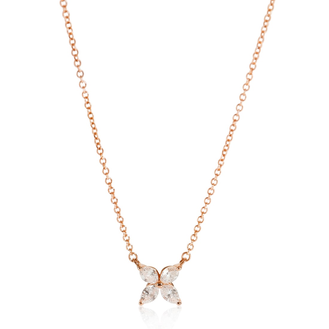 Tiffany & Co. 18k Rose Gold Diamond Victoria Pendant 0.32ct: Tiffany & Co. 18k Rose Gold Diamond Victoria Pendant 0.32ct This exquisite Tiffany & Co. Rose Gold Diamond Small Model Victoria Pendant features a stunning marquise shape and is crafted from luxurious