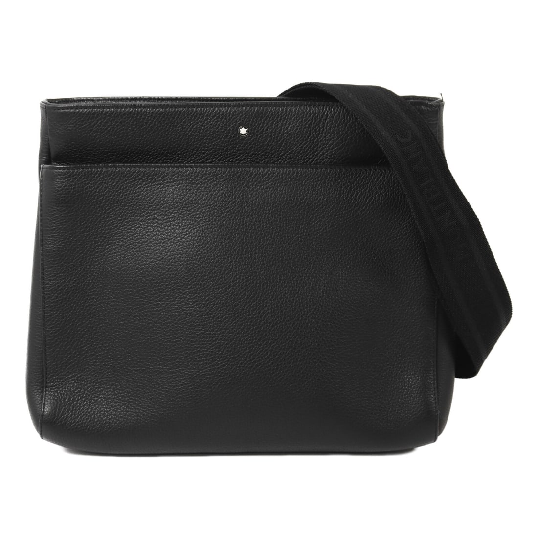 Black Calfskin Messenger Shoulder Bag Montblanc SHW: Black Calfskin Messenger Shoulder Bag Montblanc SHW This MontBlanc messenger bag is crafted from high-quality black calfskin leather and features a sleek, structured design. Designed as a shoulder bag