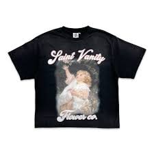 Flower Girl Graphic Black Cotton Tee by Saint Vanity Medium (1 of 1)