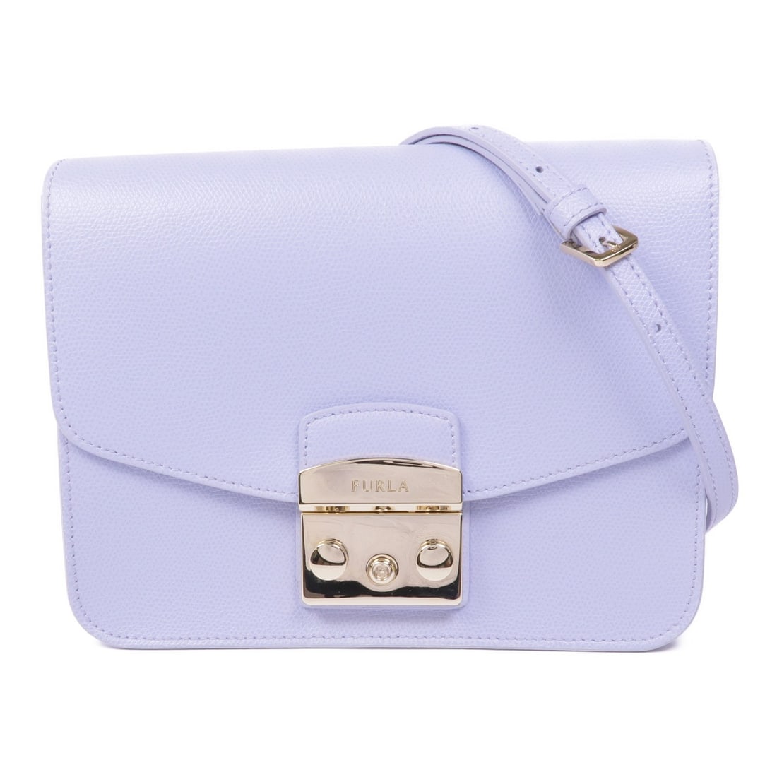 Furla calfskin light blue shoulder bag GHW: Furla calfskin light blue shoulder bag GHW This Furla shoulder bag is crafted from light blue calfskin leather and features gold-tone hardware. Designed for women, it offers a compact yet stylish silh